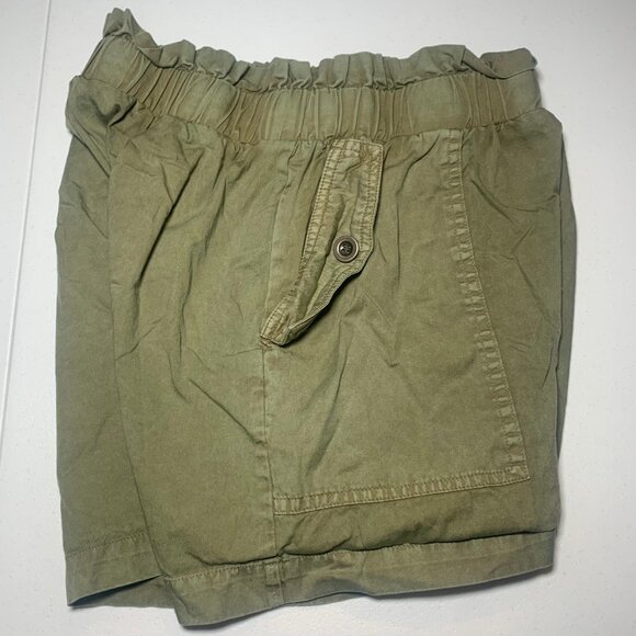 JANE AND DELANCEY WOMENS SMALL PAPER BAG SHORTS OLIVE ARMY GREEN CARGO - Picture 10 of 15